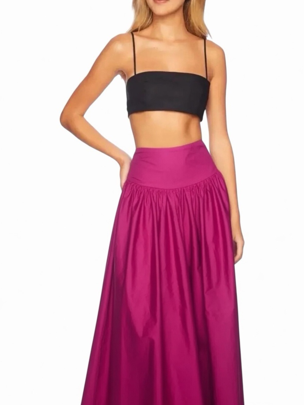 Susana Monaco Fuchsia High Waist Maxi Skirt- SMALL